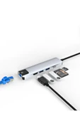USB C Çoklu Port Adaptör HDMI USB Ethernet SD Kart Hub thumbnail 3