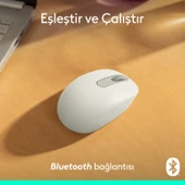 Logitech M196 Bluetooth Kablosuz Kompakt Pc ve Mac ile Uyumlu Mouse - Beyaz thumbnail 4