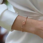 Çivi Rose Gold Gümüş  Kelepçe thumbnail 4