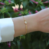 Yonca Sedefli Trend Gold Gümüş Bileklik thumbnail 2
