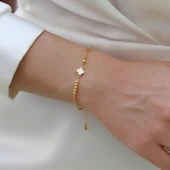 Yonca Sedefli Trend Gold Gümüş Bileklik thumbnail 3