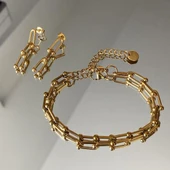 Trend Bileklik Küpe Çelik Set thumbnail 2
