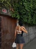 Geniş Paça Püsküllü Denim Şort thumbnail 6