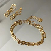 Trend Bileklik Küpe Çelik Set thumbnail 1