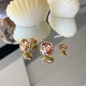 Pembe Taşlı Gold Çelik Küpe thumbnail 1