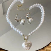 Kalp İncili Princess Gold Çelik Set thumbnail 1