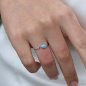 Damla Opal Taşlı Minimal Gümüş Yüzük thumbnail 3