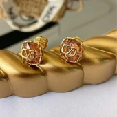 Pembe Taşlı Gold Çelik Küpe thumbnail 3
