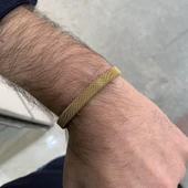 Gold Kaplama Hasır Erkek Bileklik thumbnail 1