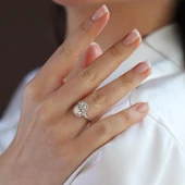 Elips 2.00 CT Sky Diamond Gümüş Yüzük thumbnail 2