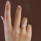Elips 2.00 CT Sky Diamond Gümüş Yüzük thumbnail 4