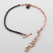 Oniks Taşlı Oval Rose Gold Halhal thumbnail 2