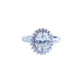 Elips 2.00 CT Sky Diamond Gümüş Yüzük thumbnail 6