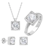 Round Kesim Kare Tek Taş Model Starlight Diamond Set thumbnail 1