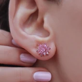 Pembe Kuvars Taşlı Lotus Çiçcekli Gümüş Set thumbnail 5