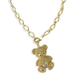 Bear Gold Trend Zincirli Gümüş Kolye thumbnail 4