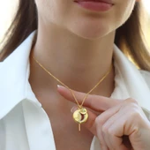 Ay Modeli Gold Kaplama Gümüş Kolye thumbnail 1
