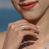 Damla Yaprak Modeli Taşlı Gümüş Set thumbnail 4