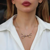 Flora Oksitli Gold Kaplama Gümüş Kolye thumbnail 1