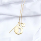 Ay Modeli Gold Kaplama Gümüş Kolye thumbnail 4