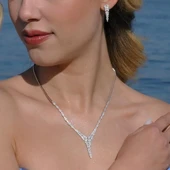 Yaprak Modeli Taşlı Starlight Diamond Gümüş Set thumbnail 6