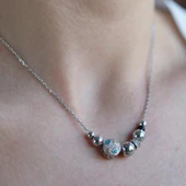 Zirkon Taşlı Charm Gümüş Kolye thumbnail 3