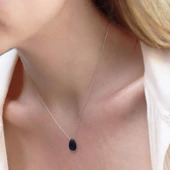 Lapis Taşlı Damla Modeli Gümüş Kolye thumbnail 1
