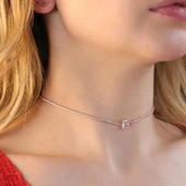 Kalp Choker Gümüş Kolye thumbnail 5