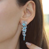 Aquamarine Taşlı Gümüş Küpe thumbnail 4
