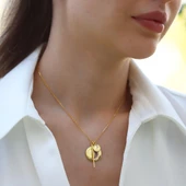 Ay Modeli Gold Kaplama Gümüş Kolye thumbnail 3