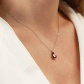 Garnet Taşlı Damla Model Gümüş Kolye thumbnail 1