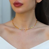 Alaçatı Mercan Taşlı Gold Gümüş Kolye thumbnail 1