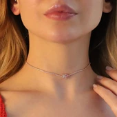 Kalp Choker Gümüş Kolye thumbnail 1