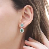 Elips Çiçek Paraiba Taşlı Gümüş Set thumbnail 4