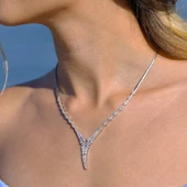Yaprak Modeli Taşlı Starlight Diamond Gümüş Set thumbnail 2