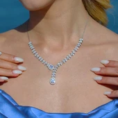 Damla Yaprak Modeli Taşlı Gümüş Set thumbnail 7