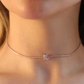 Kalp Choker Gümüş Kolye thumbnail 2