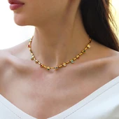 Mozaik Doğaltaşlı Gold Gümüş Kolye thumbnail 1