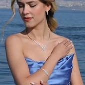 Yaprak Modeli Taşlı Starlight Diamond Gümüş Set thumbnail 5