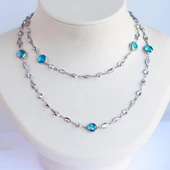 Mavi Swarovski Taşlı Gümüş Kolye thumbnail 5