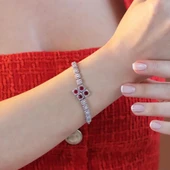 Kare Montür Ruby  Gümüş Set thumbnail 2