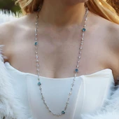Mavi Swarovski Taşlı Gümüş Kolye thumbnail 1