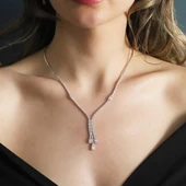 Baget Taşlı Sarkıt Modeli Gümüş Set thumbnail 3