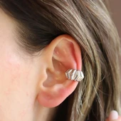 Trend Bombeli Cuff Gümüş Küpe thumbnail 4