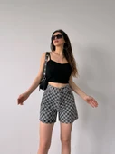 Paçası Püsküllü Desenli Denim Şort thumbnail 6