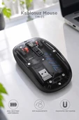 Şeffaf Çift Modlu Fare Bluetooth 5.2 + 2.4G Kablosuz Mouse TM23 Siyah thumbnail 1
