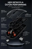 Şeffaf Çift Modlu Fare Bluetooth 5.2 + 2.4G Kablosuz Mouse TM23 Siyah thumbnail 2