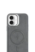iPhone 17 GripStand MagSafe Deri Kılıf Gri thumbnail 3