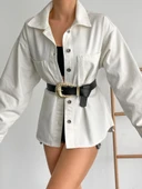 Çift Cepli Oversize Denim Gömlek Ceket thumbnail 2