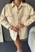 Çift Cepli Yırtık Detaylı Oversize Gömlek Ceket thumbnail 3
